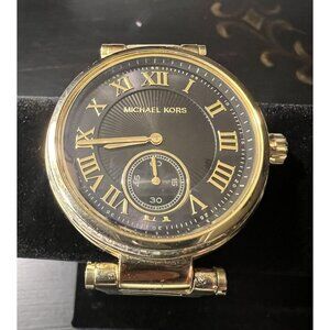 Michael Kors MK5989 Women's Skylar Stainless Steel Black/Gold NEW BATTERY